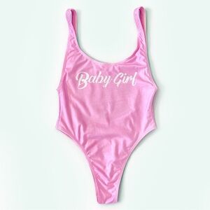 One Piece Swimsuit Molly & Polly Baby Girl High Cut Nylon Pink Medium Pastel